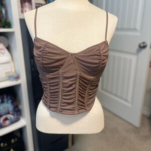 Forever 21 Brown Ruched Bustier Top